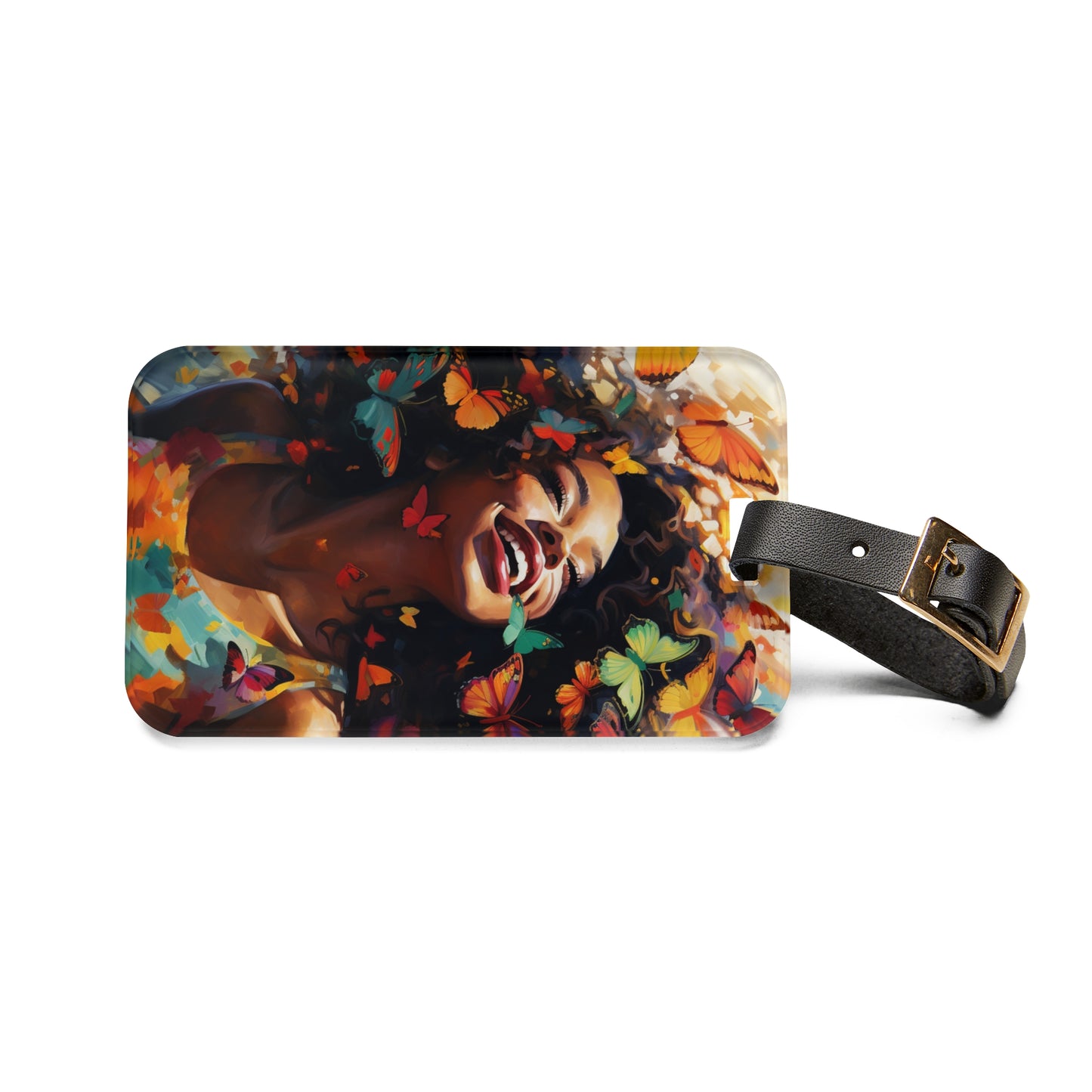 Happy Butterfly Woman Luggage Tag